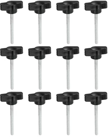 PATIKIL Vis À Ailettes Tee M4 x 40mm, 12 Pièces Largeur 27mm Poignées À Ailettes En Acier Carbone Kit De Vis À Ailettes Tee Pour Remplacer La Poignée De Serrage Manuel, Noir