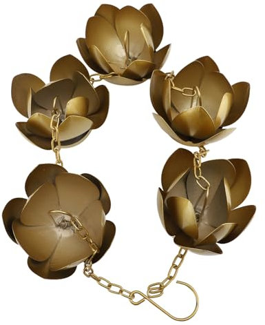 Segrehy Regenkette mit Goldener Blume, verzinkte, eisenfeste Regenfängerkette für die Dekoration zu Hause und im Freien, stilvolles Design, verstellbare Länge, Garten- und