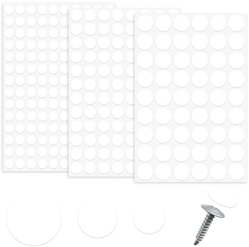 290 Stück Weiß Schraubenabdeckung Selbstklebend, 12/15/21mm Abdeckkappen für Schrauben wasserdichte Schrauben Abdeckkappen Möbelaufkleber Runde Schraubenloch Aufkleber für Wandschränke Schreibtische