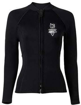 TiaoBug Womens 3mm Thermal Swim Shirts Sporty Wetsuit Jacket for Scuba Diving Sailing Wading Black Medium