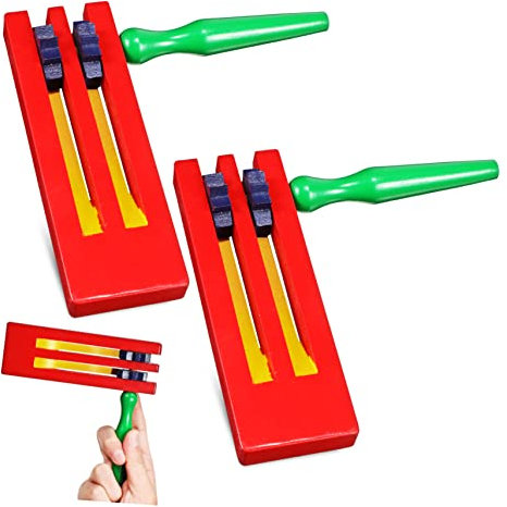 CVUTOVO 2pcs Wooden Ratchet Sound Toys for Year Old Boys Matraca Ratchet Musical Toys Rotating Soundboard Safe Easy to Play