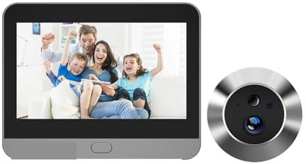 VEKELETE Spioncino Digitale Tuya Smart 3MP con Ampio Angolo di Visione di 140°, Mini visore WiFi, rilevazione IR PIR, Campanello, Telecamera for Porta(Alexa Door Cam 128G)