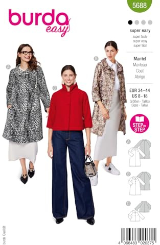 burda easy Schnittmuster Damen Mäntel im Retro-Look #5688 Gr. 34-44