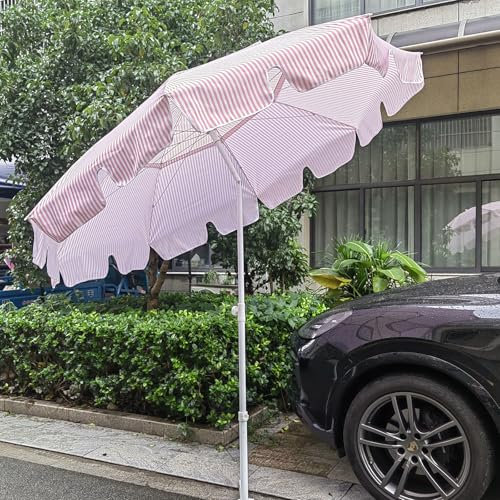 NOIRDA Parasol De Jardin Portable De 220 Cm, Parasol De Plage, Toit Inclinable, Pare-Soleil pour Pelouse, Piscine, Jardin