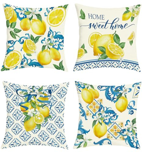 Joymaison Federe Cuscini Divano 45x45 set da 4 Limone Giallo Mediterraneo