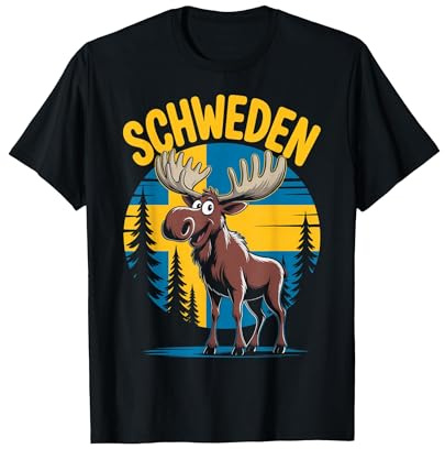 Schweden Flagge Camping Angeln Urlaub Elch Elche Geschenk T-Shirt