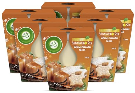 Air Wick Große Wohlfühl-Duftkerze Warm Vanilla Wish 6x105g