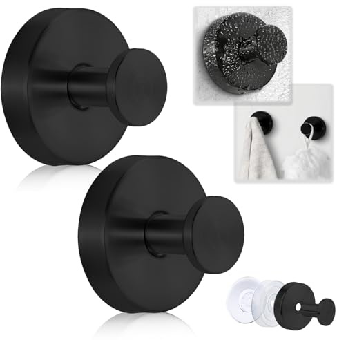 APODESS Saugnapf Haken für Kränze auf Glas, 2026 Neu Saugnapf Haken ohne Bohren Kranzhalter für Haustür, Metall Handtuchhaken für Dusche, Fenster, Badezimmerspiegel (Schwarz, 2pcs)