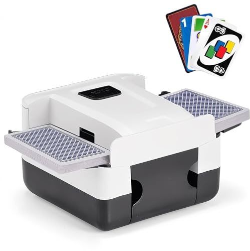 Vikye Automatic Card Shuffler, Rechargeable Electric Shuffling Machine Quiet Operation Smart Sensor, with USB C Charging Cable, for Family Game Night