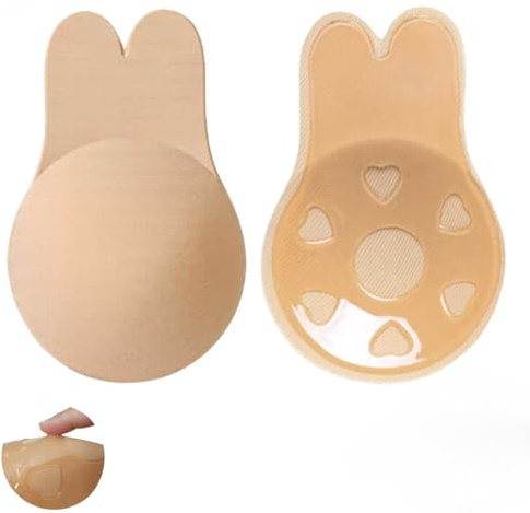ETRSAIRL Klebe BH Push-Up Rückenfrei Trägerloser Nippelpads Unsichtbar Große Brust Strapless Invisible Rückenfreier Sticky Bra Wiederverwendbare Nipple Cover für Rückenfreies Kleidung Damen, S