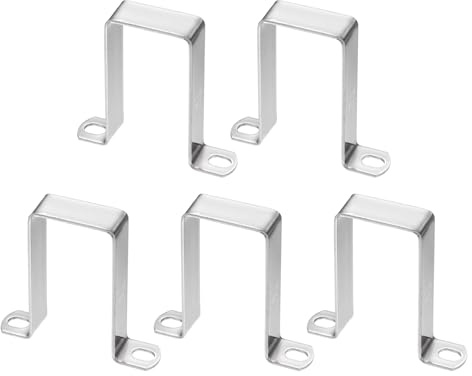 sourcing map Square Pipe Clamp 40x80mm 304 Stainless Steel Silver 5pcs | Square Tube Buckle,U Shaped Tube Clamp,Strut Connector,for Pipe Hose Cable