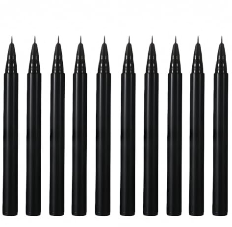 Eyeliner Liquide, Set de 10 Stylos Eyeliner Noirs - Ultra-fin, Naturel, Séchage Rapide, Résistant aux Traces et Tenue Longue Durée, Application Précise et Fluide, Résistant à l’eau, Débutant Friendly,