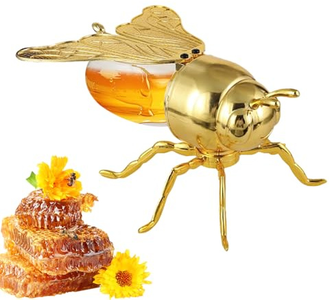 Pot à Miel - Contenant Transparent En Forme D'Abeille Avec Cuillère | Pot En Verre Pour Miel | Petit Déjeuner Cuisine Omelette Préparation Alimentaire Pâtisserie Gâteau Halloween Gaufre Fête