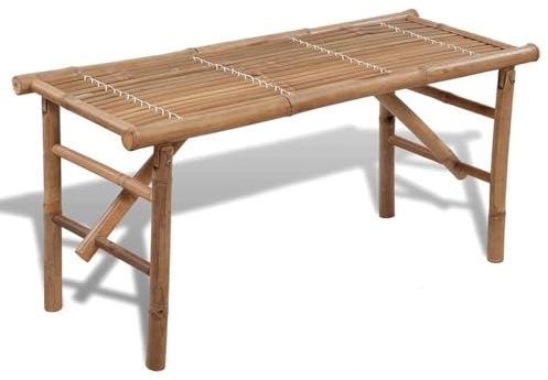 IBUQDDV Klappbare Gartenbank aus Bambus 118 cm faltbar wetterfest wasserdicht für Terrasse Balkon Gartenmöbel Außenbereich langlebig stabil leicht zu reinigen transportabel
