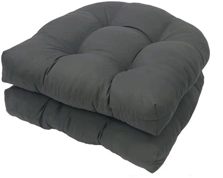 Awoyep 2pcs Outdoor Chair Cushions: Thicken Indoor U Shaped Kitchen Pad with Ties Soft Comfortable Dining Replacement Mats 48 * 48cm Waterproof Garden Seat Cushion for Patio Home (Dark Gray)