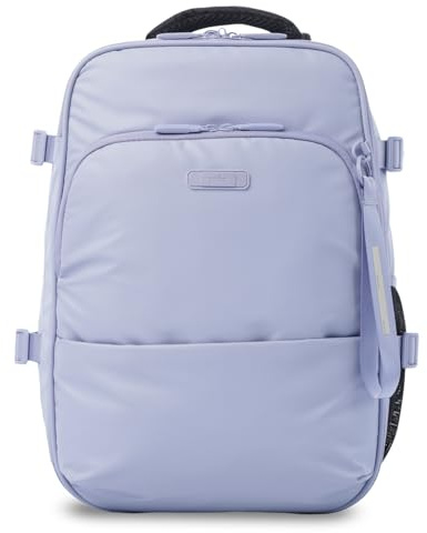 TOTTO - Mochila Viaje, Modelo Trip, Capacidad 18L, Mochila para Pc 15, Bolsillo Secreto, Correas de Compresión Internas, Pasador para Sistema de Ruedas, Cómoda y Resistente, ColorMorado y Negro