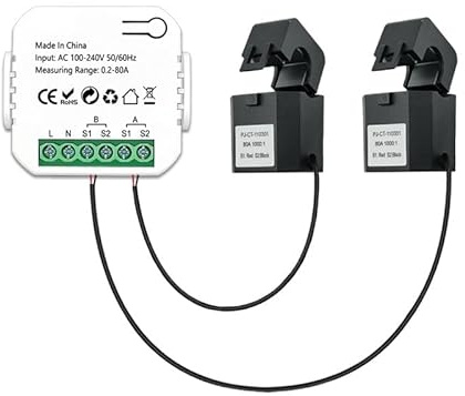 Moliuoly Für Tuya Smart ZigBee Energiezähler 100–240 V AC 50/60 Hz bidirektional 2 Kanäle mit Stromwandler, Stromzange und App-Überwachung
