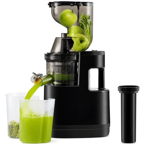 Kortemora Cold Press Juicer 500W Slow Juicer with 83mm Wide Feed Chute, High Juice Yield 99%, Low Noise Fruit & Vegetable Juicer Machine with Reverse Function, Easy Clean, Black
