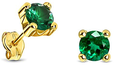 MIORE Schmuck Damen, Gelbgold/Weißgold 9 Karat 375, Goldene Ohrringe Damen, Ohrstecker Gold mit Zirkonia in Krappenfassung, Hypoallergene Ohrringe Handgefertigt, Goldschmuck in hochwertiger Schmuckbox