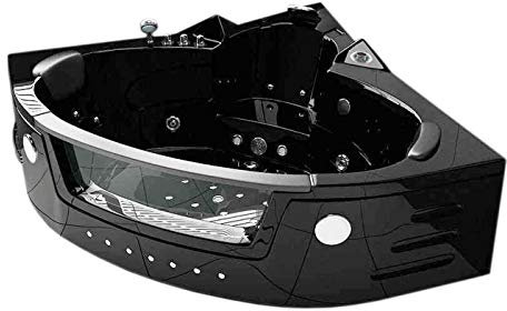 GRAFICA MA.RO SRL Whirlpool Bathtub Mykonos, Black Acrylic, 150 x 150 cm, Alcove Installation