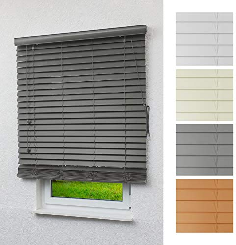 LYSEL Qualitätsjalousie Holzoptik 50mm in Schiefergrau in den Maßen (B x H) 90cm * 175cm