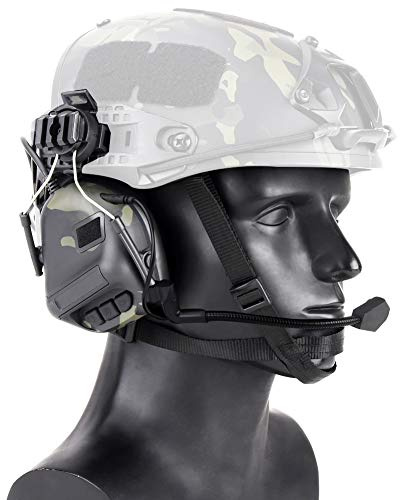 Gocher Tactical Earmuff, BCP, Noise Reduction Headphone with Rail Adapter for Helmet, Sound Pickup, Active-Volume Hearing Protector, Unisex, All Ages