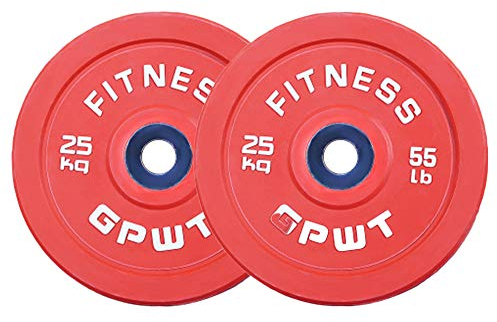 Olympische Scheibe Aus 100% Reinem Gummi Professionelle Wettbewerbsfähige Langhantel Gewichtsplatte, 50mm Lochdurchmesser, Farbe Langhantelscheibe,1-Pair(25kg/55lb)