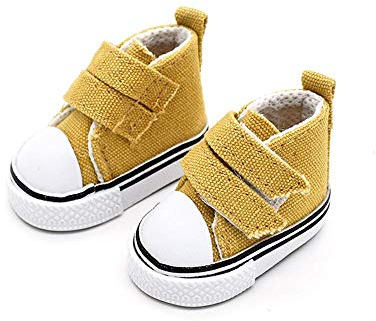 Aeromdale Puppenschuhe aus Segeltuch, einfarbig, 5 cm, 1/6 Puppenschuhe mit Klebeband, für 36,7 cm große Puppen, Spielzeug, Geschenk, Gelb, 1 Paar