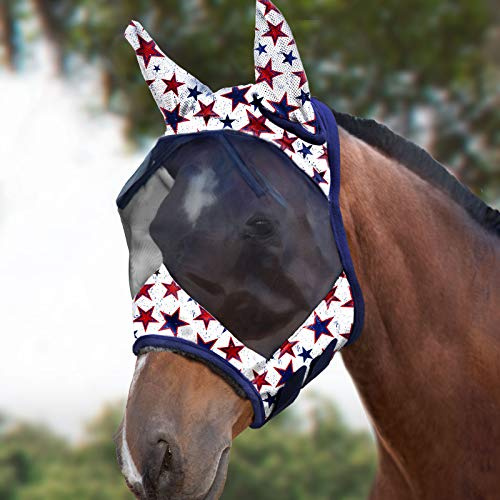 Harrison Howard CareMaster - Maschera da mosche standard con orecchie, protezione UV per cavalli e stelle da sogno (L)