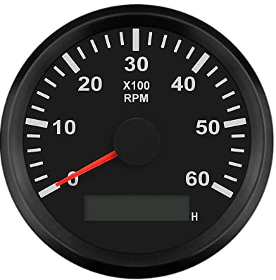 ELING Vattentät 85 mm varvräknare med timmätare RPM-mätare 0-6 000 RPM 9-32 V med bakgrundsbelysning (6K BN)