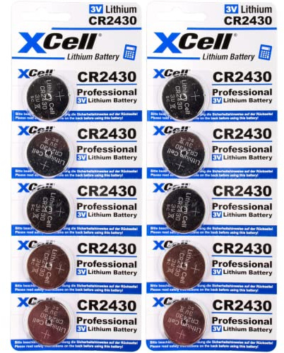 10er Set CR2430 Lithium-Knopfzelle 3V / 290mAh (2x5er Pack) Lithium Hochleistungs- Batterie Für Professionelle Anwendungen - Langlebig - Wartungsfrei