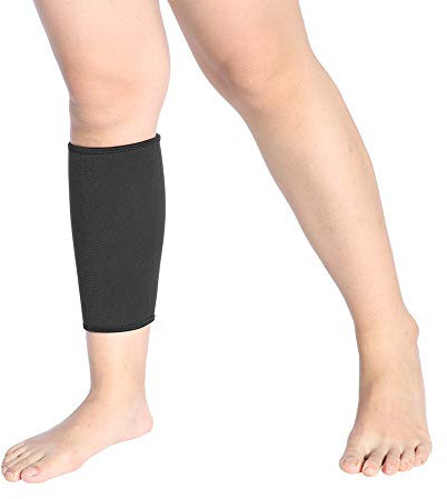 Manchon de Soutien du Mollet, Bandage de Soutien du Mollet pour les Muscles Déchirés, Foulures, Entorses, le Soulagement de la Douleur, attelle tibiale élastique Compression(Le noir)