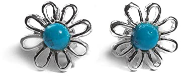 925 Sterling Silver and Natural Gemstone Daisy Flower Stud Earrings, Floral Jewellery, Flower Gift, Bridesmaid Jewellery