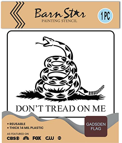 Don't Tread On Me Stencil, Reusable US Military Flag Stencil For Painting Wood Sign, Template Fabric, Walls Airbrush (10.4 x 8.7)