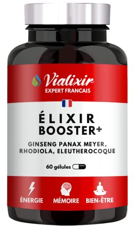 Extrait de Ginseng Rouge de Corée | Extra Fort 6000mg/jour 60 Gélules | Énergie, Vigueur, Circulation Sanguine Concentration | Panax Meyer 10:1 + Eleuthérocoque + Rhodiola | Qualité Française