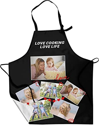 Naispanda Personalisierte Schürze mit Ihrem Foto oder Text, Wasser & Öl Beweis Küche Personalisierte Benutzerdefinierte Schürzen mit Collage Fotos Bilder, Personalisierte Foto Geschenk