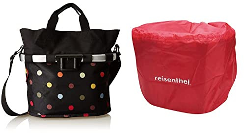 KLICKfix Farradtasche Bikebasket Oval S, Dots, 34 x 31 x 17.5 cm 868079 Farradtasche Bikebasket Regenhaube, Red, One Size