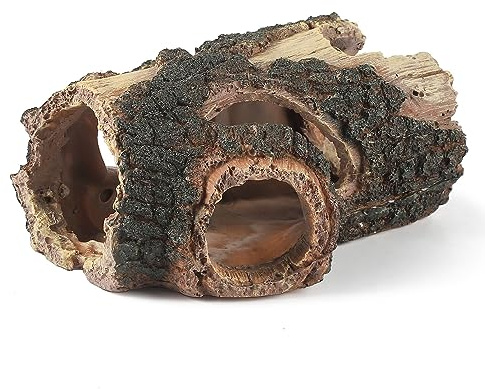 IBWell Aquarium Wood Fish Tank Decorations，Resin Fake Logs Terrarium DÉCor, Reptile Hide Aquarium Hideout for Fish Cave, Small Turtles, to 20 Gallon Tank