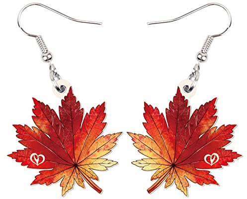 DALANE Acryl niedlich Herbst Ahornblatt Ohrringe Baumelnder Tropfen Herbst Pflanze Blätter Schmuck für Frauen Mädchen Kinder Charms Geschenke (Orange B)