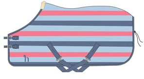 netproshop Pferdedecke Fleece Abschwitzdecke Rising Star gestreift Gr. 75-125, Groesse:115, Farbe:blau-rot