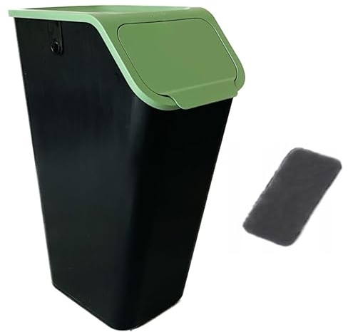 Go Practic Kitchen Bin, 1x 35L, With Green Click Lid For Glass Recycling, Waste Sorting Bins, With Carbon Filter, Container Trash Can, Under Sink Kitchen Bin