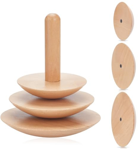 BENECREAT 3 Sets Holz-Keramik-Topfformen, 114/140/165mm Töpferplatten-Presswerkzeuge Mit Griff Für Selbstgemachte Schüsseln, Teller, Slump-Pressform