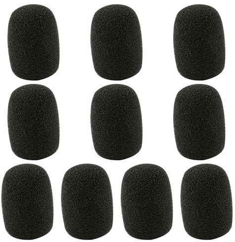 Tabanzhe 10 PCS Microphone Foam Covers,Mini Headset Microphone Noise Filter,Black Pop Shield Wind Protection Cover for Variety of Headset Microphone