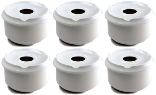 Acan Tradineur - Pack de 6 Ceniceros Redondo de cerámica - Recipiente con Tapa removible y Muescas para cigarros - Uso Interior y Exterior - Ø 11 x 6 cm - Color Blanco