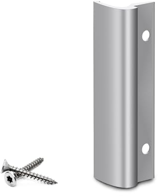 VOOXA Premium | Alu Balkontürgriff + Befestigungsschrauben | Silber Farbe - matt | gewölbter Griff, komfortable Handhabung für Balkon-/Terassentür außen
