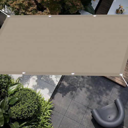 Tenda a Vela Ombreggiante Quadrata 5 x 10 m Rettangolo Panno Ombreggiante Telo Parasole con Occhielli Protezione UV 98% Antivento per Esterno Terrazza Giardino Piscina, Tortora