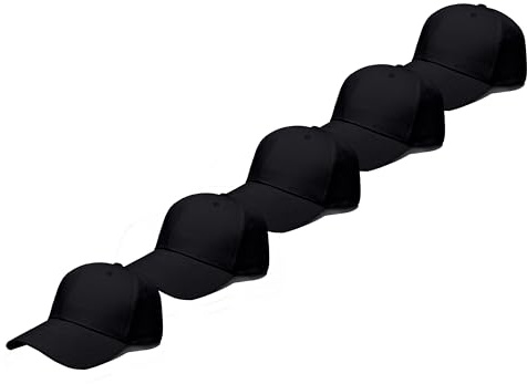 IQONEQ Baseball Caps 5 Pack, Adjustable, for Men and Women White Black Navy Red Grey (Black)