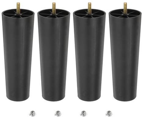 sourcing map 7.9 inch Plastic Furniture Legs, Set of 4 Round Tapered Table Sofa Cabinet Bed Legs, Replacement Furniture Couch Feet with M8 Hanger Bolts
