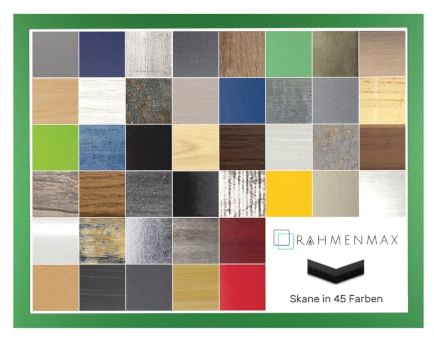 RahmenMax Skane Bilderrahmen Posterrahmen Puzzlerahmen 48x64 cm Grün Froschgrün 64x48 cm mit weisser Rückwand und klarem Acrylglas