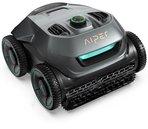 AIPER Poolroboter Boden und Wand, Quad-Motorensystem, WavePath Navigationstechnologie, 3 Reinigungsmodi, Wandklettern, Poolsauger Akku Kabellos, Poolroboter Ideal für Pool bis zu 150㎡